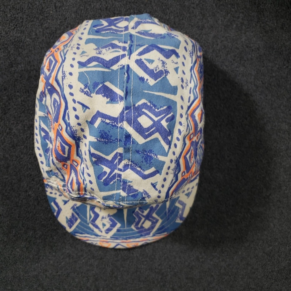 Vintage 80's Elastic 5 Panel Hat One Size 80's Design Tribal Cap‎ USA Made Aztec - Picture 6 of 8